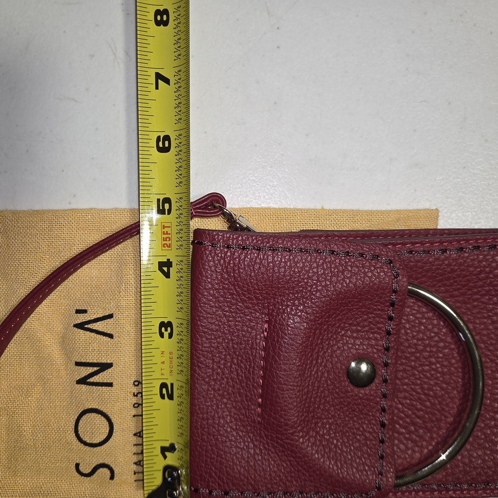 Plinio Visona Crossbody Phone Pouch Bag Red Leather Italy Made New Purse - Picture 3 of 9